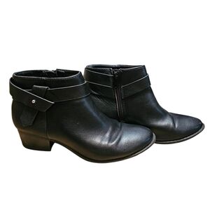 Black Ankle Boots with Strap Detail - Women, Sz 6